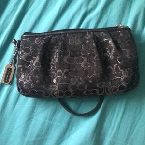 Authentic Coach Black and Silver Wristlet